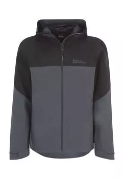 Дождевик Weiltal 2L, непромокаемый, ветрозащитный, мужской Jack Wolfskin, цвет Ebony