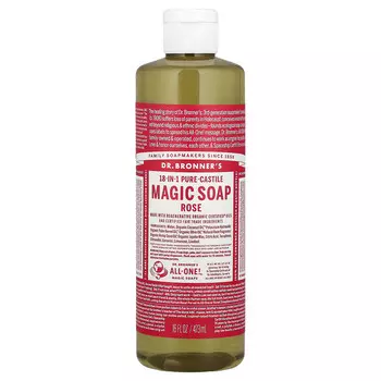 Dr. Bronner's, 18-в-1 чистое кастильское мыло из конопли, розовое, 473 мл (16 жидк. унц.)