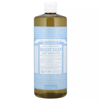 Dr. Bronner's, Чистое кастильское мыло из конопли 18-в-1, детское без запаха, 946 мл (32 жидк. унц.)