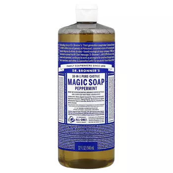 Dr. Bronner's, Чистое кастильское мыло из конопли 18 в 1, перечная мята, 946 мл (32 жидк. унц.)