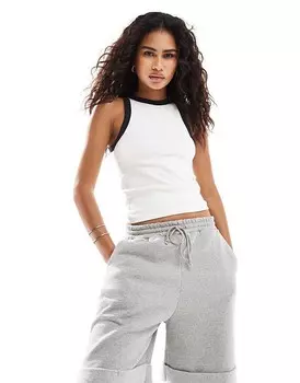 Dr Denim – Bey – Майка приталенного кроя кремового цвета с контрастной окантовкой