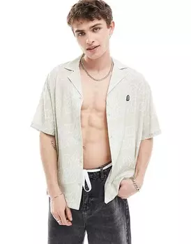 Dr Denim – Madi – Летняя рубашка с короткими рукавами зеленого цвета с графическими принтами и свободного кроя