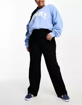 Dr Denim Plus – Moxy – черные прямые джинсы с завышенной талией