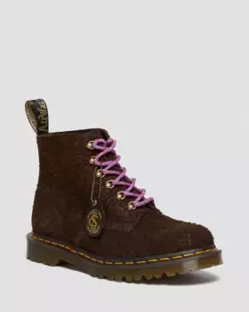 Dr. Martens 101 Замшевые ботильоны Made in England с фурнитурой, темно-коричневый