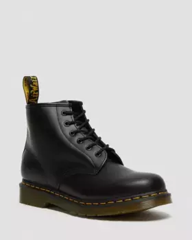 Dr. Martens 101 Желтые кожаные ботильоны из гладкой строчки, цвет Black — Smooth Leather