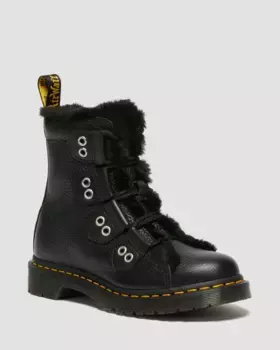 Dr. Martens 1460 Кожаные ботинки на шнуровке на подкладке из искусственного меха, черный