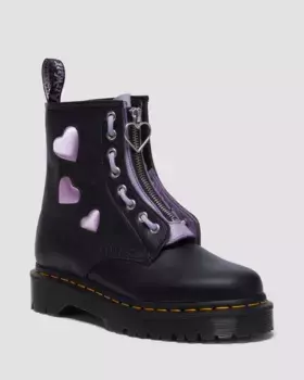 Dr. Martens 1460 Сапоги из атласа Virgina Lux на шнуровке с молнией в форме сердца