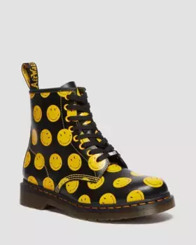 Dr. Martens 1460 Smiley Ботинки из гладкой кожи на шнуровке, цвет Black — Smooth Leather