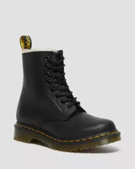 Dr. Martens 1460 Женские ботинки на шнуровке на подкладке из искусственного меха, цвет Black — Burnished Wyoming