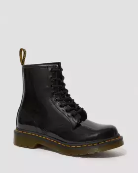 Dr. Martens 1460 Женские лакированные ботинки на шнуровке, цвет Black — Patent Leather