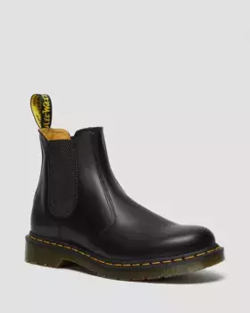 Dr. Martens 2976 Желтые ботинки челси из гладкой кожи со строчкой, цвет Black — Smooth Leather