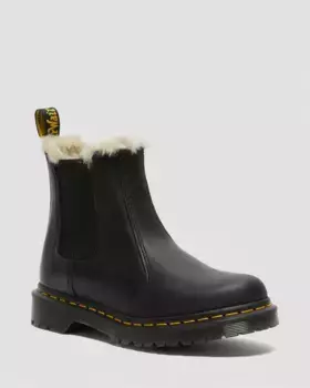 Dr. Martens 2976 Женские ботинки челси на подкладке из искусственного меха, цвет Black — Burnished Wyoming