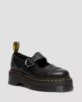 Dr. Martens Addina Кожаные туфли на платформе с цветочной пряжкой, цвет Black — Milled Nappa