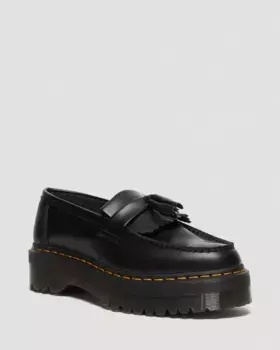 Dr. Martens Adrian Кожаные лоферы на платформе с кисточками, цвет Black — Smooth Leather