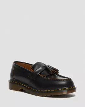 Dr. Martens Adrian Кожаные лоферы Quilon с кисточками, сделано в Англии, цвет Black — Quilon