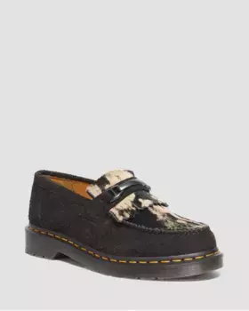 Dr. Martens Adrian Snaffle Лоферы с волосами, цвет Black+Beige — Long Napped Suede