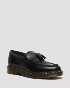 Dr. Martens Adrian Желтые кожаные лоферы с кисточками, цвет Black — Smooth Leather