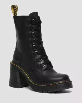 Dr. Martens Chesney Кожаные ботинки на расклешенном каблуке со шнуровкой, цвет Black — Sendal