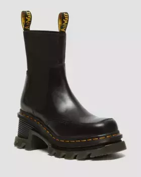 Dr. Martens Corran Челси Кожаные ботинки на каблуке с атласом, цвет Black — Atlas