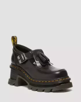 Dr. Martens Corran Кожаные туфли Мэри Джейн на каблуке из атласа, цвет Black — Atlas