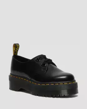 Dr. Martens Holly Женские кожаные туфли на платформе, цвет Black — Buttero