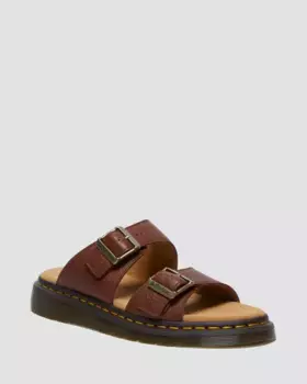 Dr. Martens Josef Ambassador Кожаные шлёпанцы с пряжкой, цвет Brown — Ambassador