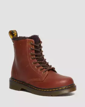 Dr. Martens Junior 1460 Ботинки на подкладке из искусственного меха, цвет Light Brown — Republic Waterproof