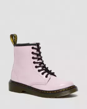 Dr. Martens Junior 1460 Лакированные ботинки на шнуровке, цвет Pale Pink — Patent Leather