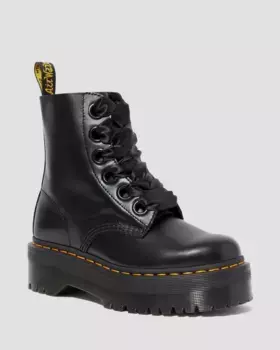 Dr. Martens Molly Женские кожаные ботинки на платформе, цвет Black — Buttero
