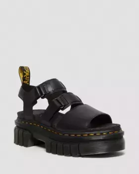 Dr. Martens Ricki Nappa Роскошные кожаные сандалии на платформе с 3 ремешками, цвет Black — Nappa Lux