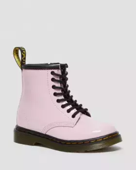 Dr. Martens Toddler 1460 Лакированные ботинки на шнуровке, цвет Pale Pink — Patent Leather