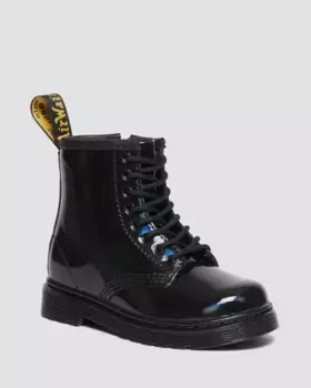 Dr. Martens Toddler 1460 Rainbow Лакированные ботинки на шнуровке, цвет Black — Rainbow Patent