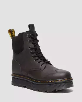 Dr. Martens Zebzag Полированные восковые ботинки на шнуровке с 8 завязками, черный+угольно-серый