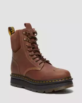 Dr. Martens Zebzag Полированные восковые ботинки на шнуровке с 8 завязками, цвет Tan