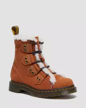 Dr. Martens Женские ботинки 1460 с кружевом до носка и меховой подкладкой из мягкой ткани на шнуровке, цвет Tan — Buttersoft Wp