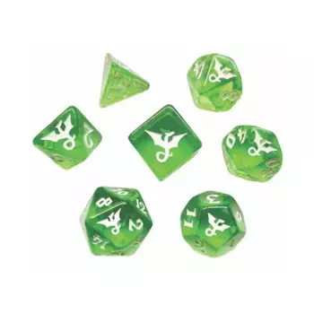 Драгоценный камень Poly Set — изумруд с белым (7), Dragon Dice (Black Oak)