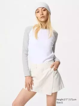Драпированная джинсовая юбка-шорты Uniqlo, белый