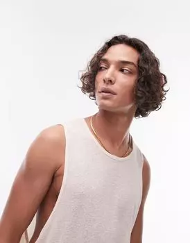 Драпированная креповая майка Topman каменно-бежевого цвета