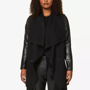 Драпированная куртка из искусственной кожи и эластичной ткани Spanx Active, черный