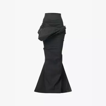 Драпированная облегающая юбка из эластичного денима с покрытием Rick Owens, черный