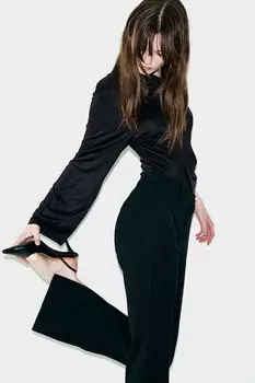 Драпированная рубашка на одно плечо H&M, черный