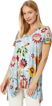 Драпированная туника с радужным цветочным принтом Johnny Was, мульти