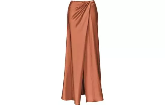 Драпированная юбка макси с прямым подолом PINKO, Rusty Brown