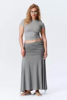 Драпированная юбка макси с завязками на шнурке Weekday, серый