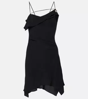 Драпированное асимметричное мини-платье Acne Studios, черный
