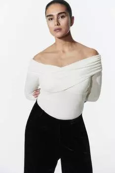 Драпированное боди танга H&M, белый
