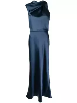 Драпированное платье асимметричного кроя Amsale, синий