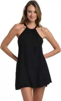 Драпированное платье Darline с высоким воротником La Blanca, черный