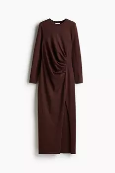 Драпированное платье H&M, коричневый