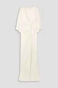 Драпированное платье из атласного крепа с запахом HALSTON, белый